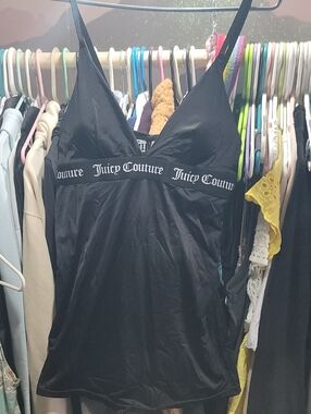 Juicy Couture Black Satin Cami with Branded Elastic Band